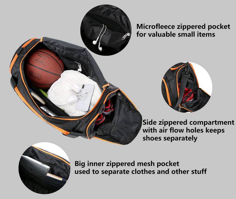 Mouteenoo Sports Travel Duffel Gym Bag for Men Women with Shoes Compartment